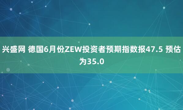 兴盛网 德国6月份ZEW投资者预期指数报47.5 预估为35.0