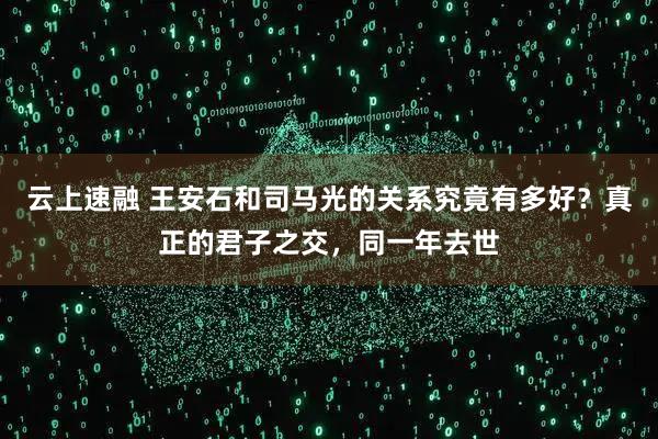 云上速融 王安石和司马光的关系究竟有多好?真正的君子之交,同一年去世