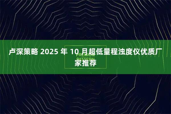 卢深策略 2025 年 10 月超低量程浊度仪优质厂家推荐