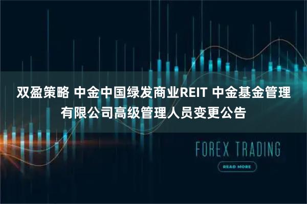 双盈策略 中金中国绿发商业REIT 中金基金管理有限公司高级管理人员变更公告