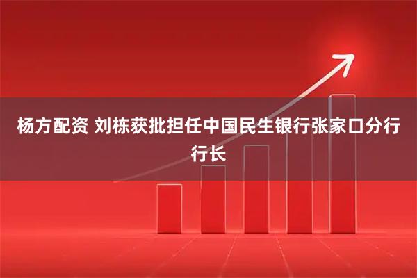 杨方配资 刘栋获批担任中国民生银行张家口分行行长