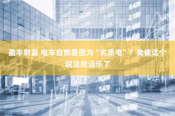 盈丰财富 电车自燃是因为“劣质电”？我被这个说法给逗乐了